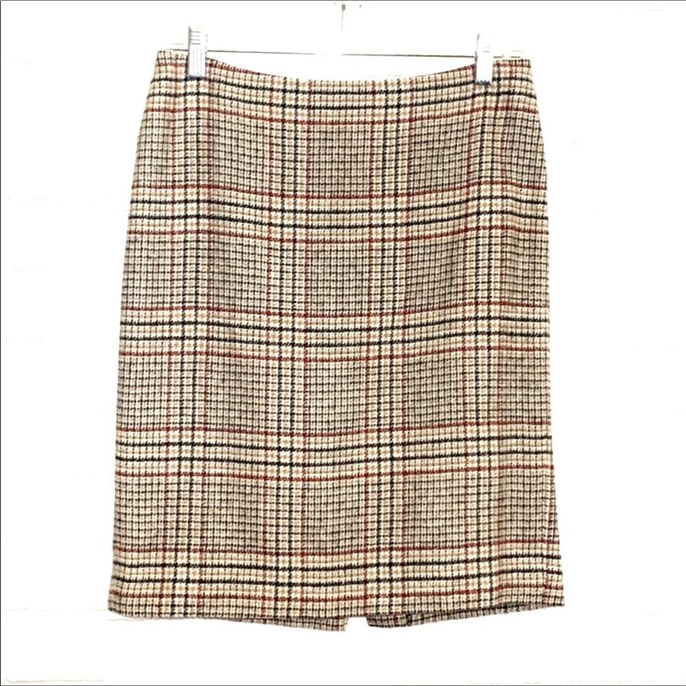 Talbots Petites Plaid Wool Blend Pencil Skirt 4P